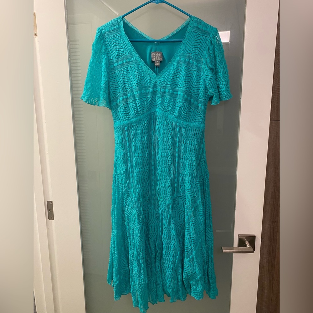 Bright Teal Lace Summer Dress Sz 12